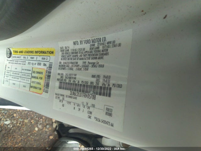 2015 Lincoln MKZ, VIN: 3LN6L2LU1FR605788