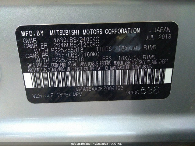 JA4AT5AA0KZ004123 Mitsubishi Eclipse Cross Se/sel