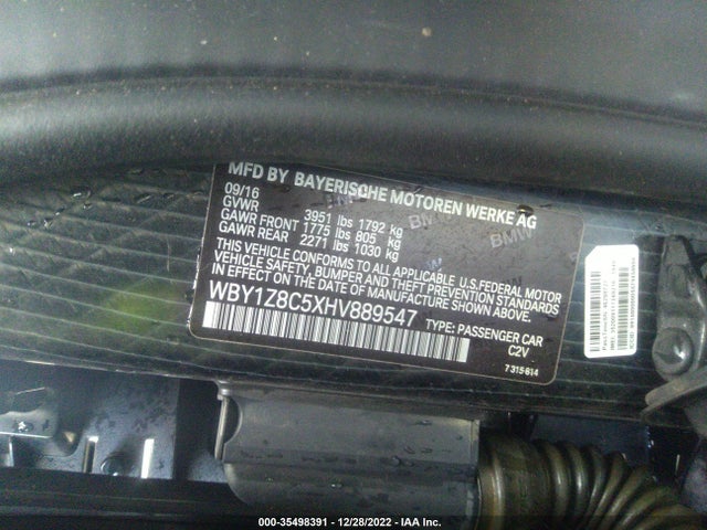 2017 BMW i3, VIN: WBY1Z8C5XHV889547