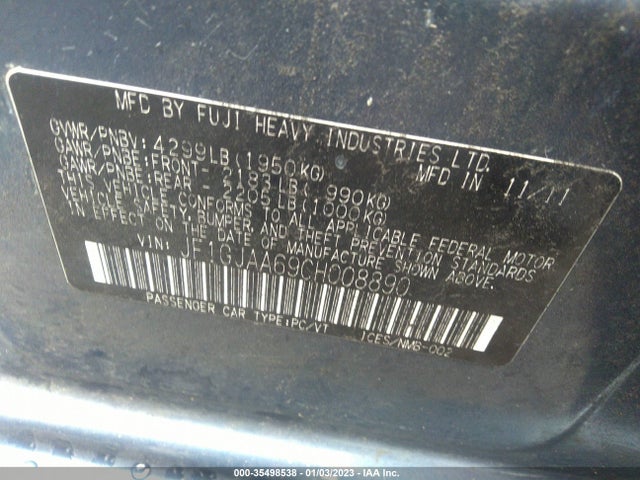 Subaru Impreza Sedan 2.0i 2012 JF1GJAA69CH008890 Image 10