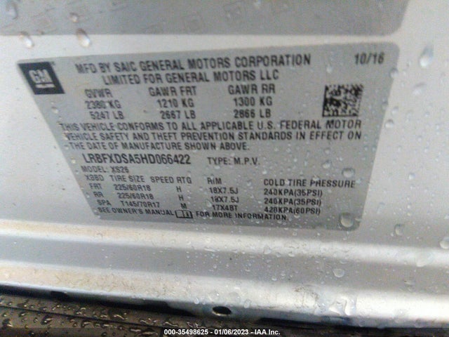 2017 Buick Envision, VIN: LRBFXDSA5HD066422
