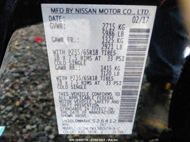 2017 Infiniti QX60, VIN: 5N1DL0MM4HC528412