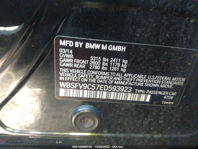 BMW M5 2014 WBSFV9C57ED593923 Image 9