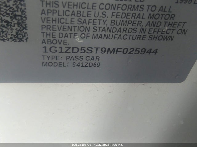 Chevrolet MALIBU LT 2021 1G1ZD5ST9MF025944 Image 9