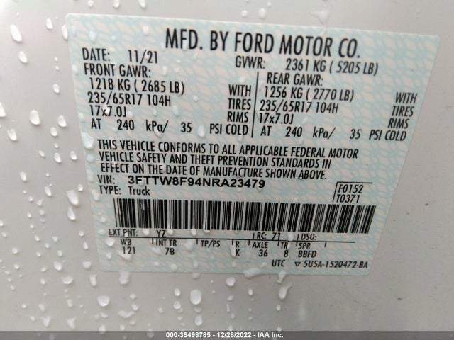 2022 Ford Maverick, VIN: 3FTTW8F94NRA23479