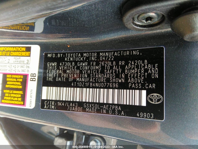 2022 Toyota Avalon, VIN: 4T1DZ1FB4NU077696