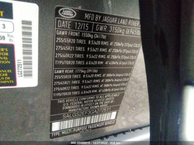 SALGS2EF3GA272511 Land Rover Range Rover Supercharged