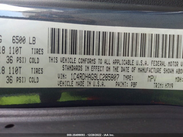 Dodge Durango Sxt 2020 1C4RDHAG9LC285807 Image 9