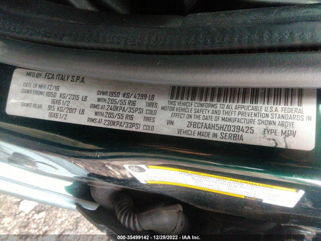 ZFBCFAAH5HZ039425 Fiat 500L POP