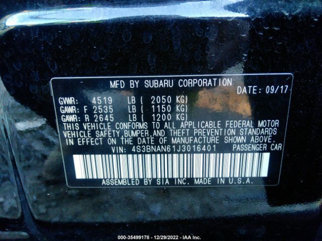 4S3BNAN61J3016401 Subaru Legacy Limited