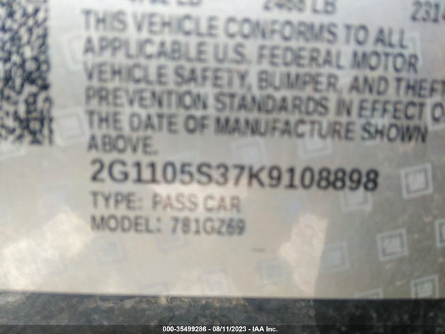 Chevrolet Impala Premier 2019 2G1105S37K9108898 Image 9