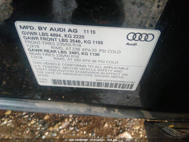 2016 Audi Q3, VIN: WA1EFCFS2GR012102