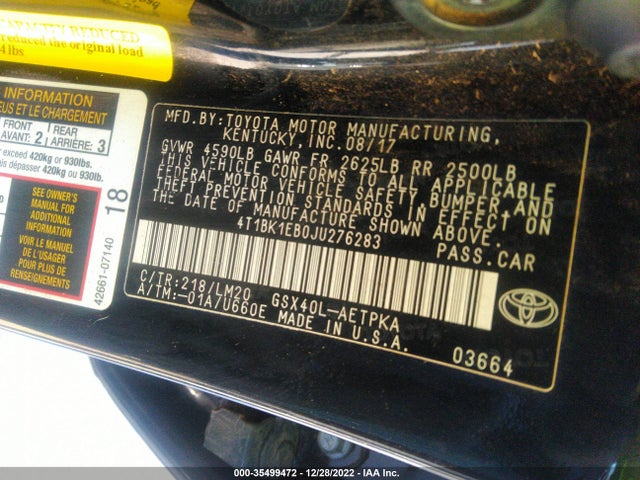 2018 Toyota Avalon, VIN: 4T1BK1EB0JU276283