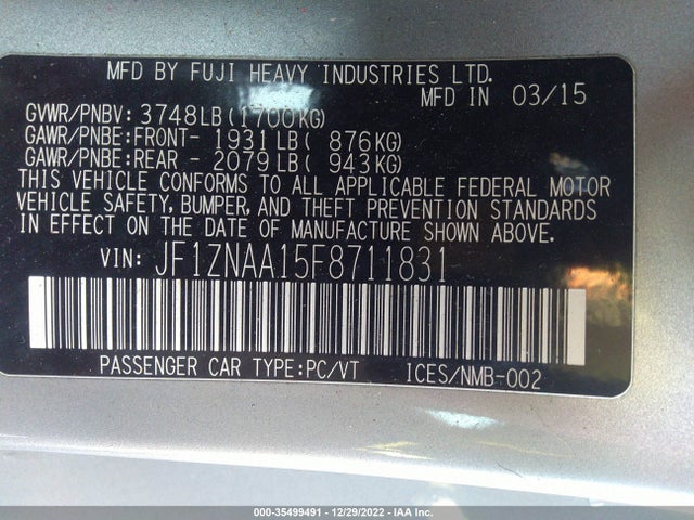 2015 Scion FR-S, VIN: JF1ZNAA15F8711831