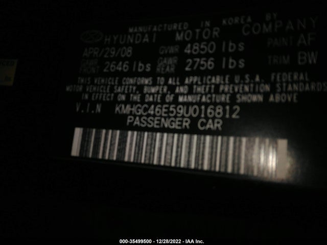 Hyundai Genesis 2009 KMHGC46E59U016812 Image 11