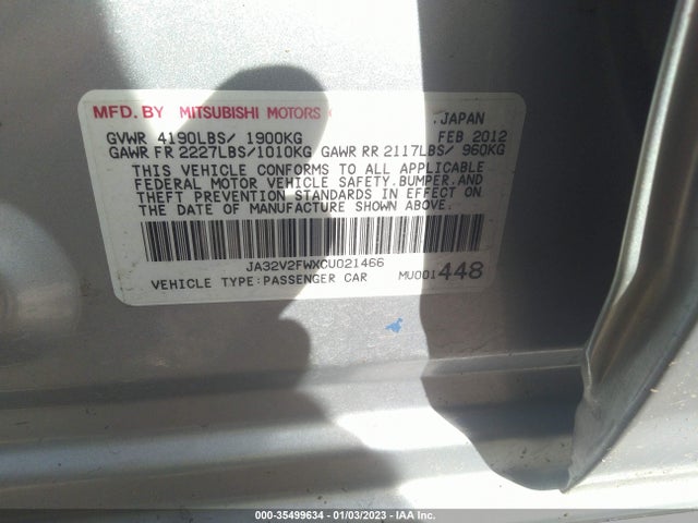 Mitsubishi Lancer 2012 JA32V2FWXCU021466 Image 9