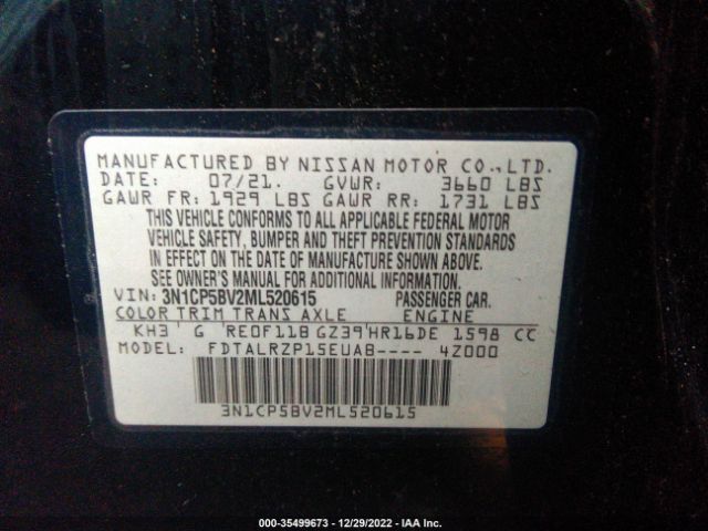3N1CP5BV2ML520615 Nissan KICKS S
