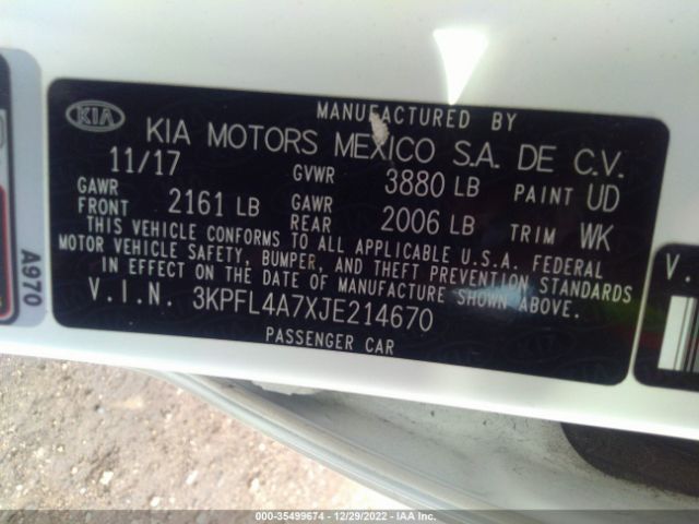 3KPFL4A7XJE214670 KIA FORTE S