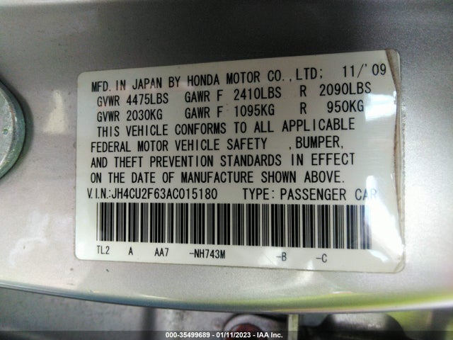 Acura TSX 2010 JH4CU2F63AC015180 Image 9