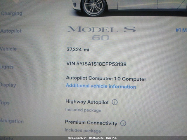 Tesla Model S 60 Kwh Battery 2014 5YJSA1S18EFP53138 Image 8