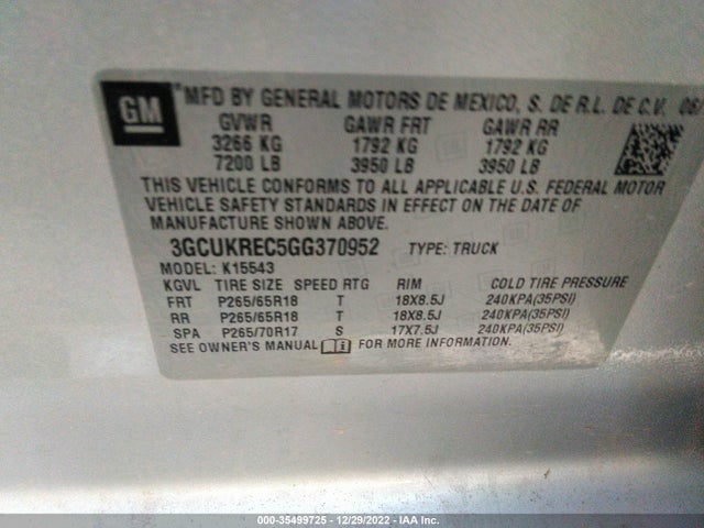 Chevrolet Silverado 1500 Lt 2016 3GCUKREC5GG370952 Image 10
