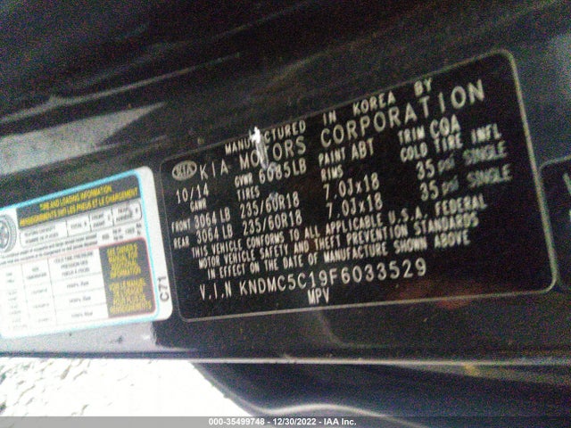 2015 Kia Sedona, VIN: KNDMC5C19F6033529