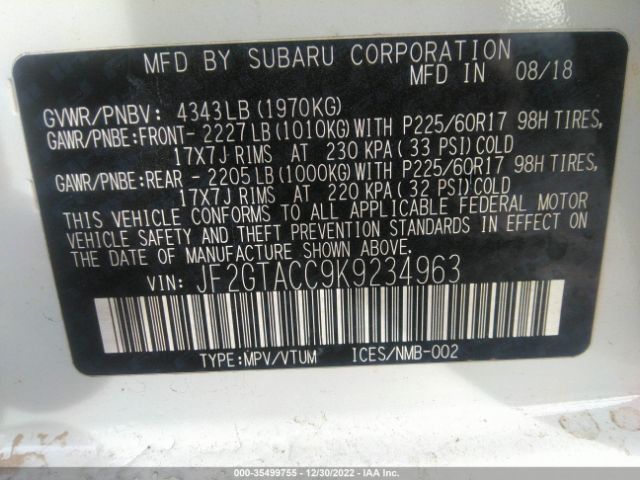 JF2GTACC9K9234963 Subaru Crosstrek Premium