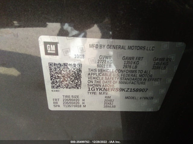 2019 Cadillac XT5, VIN: 1GYKNERS9KZ158907