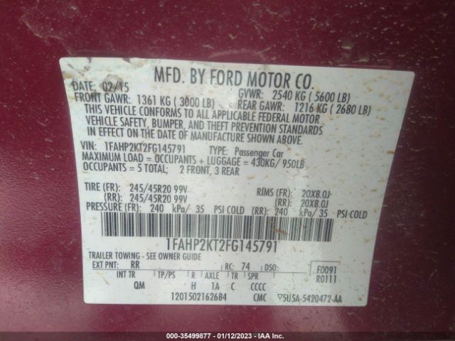 1FAHP2KT2FG145791 Ford TAURUS SHO