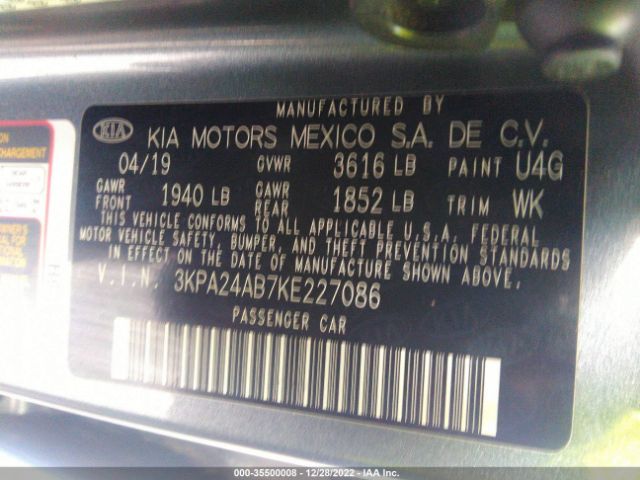 3KPA24AB7KE227086 KIA RIO S