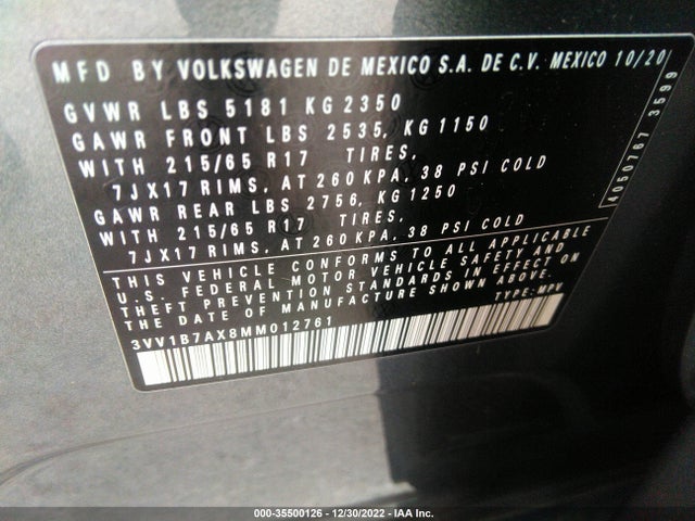 Volkswagen TIGUAN S 2021 3VV1B7AX8MM012761 Image 10