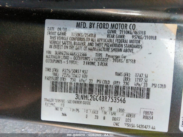 Lincoln MKZ 2011 3LNHL2GC4BR753566 Image 10