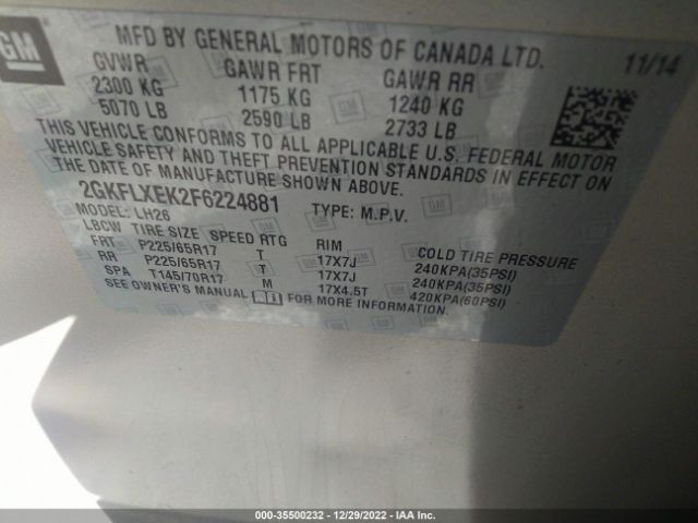 2GKFLXEK2F6224881 GMC Terrain Slt