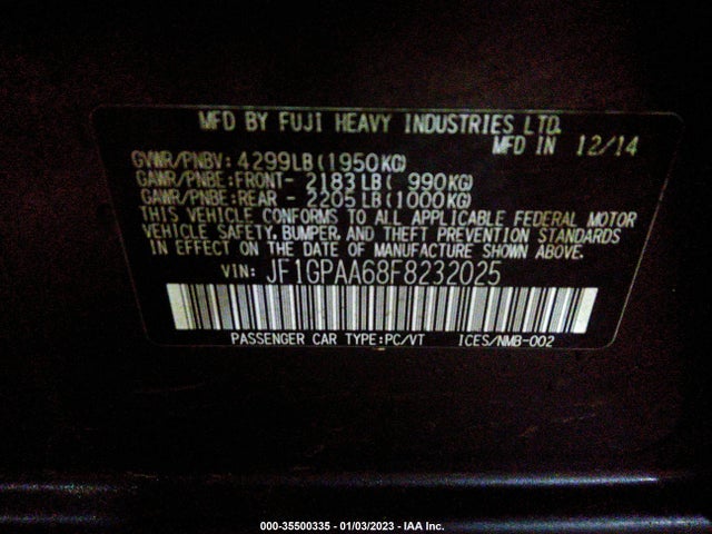 Subaru Impreza Wagon 2.0i 2015 JF1GPAA68F8232025 Image 10