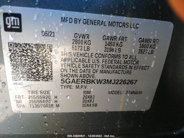 2021 Buick Enclave, VIN: 5GAERBKW3MJ226267