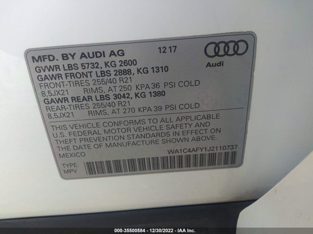 2018 Audi SQ5, VIN: WA1C4AFY1J2110737