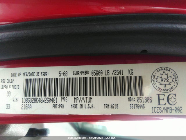 2008 DODGE NITRO SE VIN: 1D8GU28K48W260481