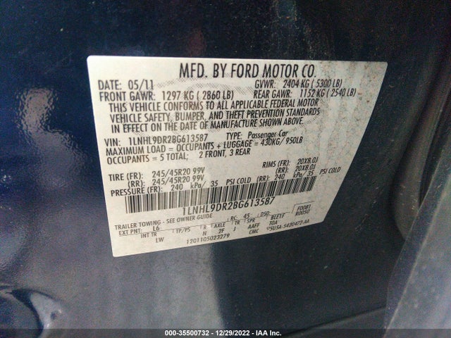 Lincoln MKS 2011 1LNHL9DR2BG613587 Image 9