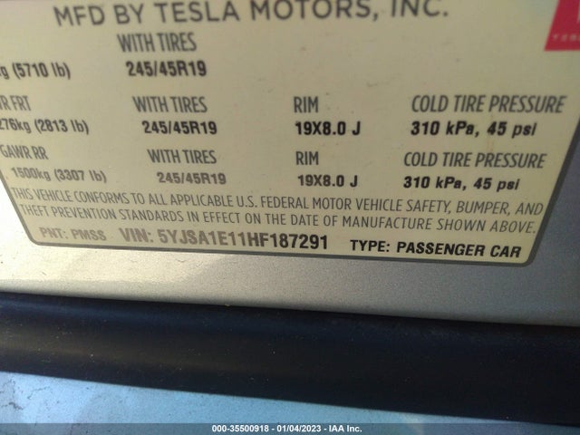 2017 Tesla Model S, VIN: 5YJSA1E11HF187291