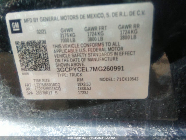 Chevrolet Silverado 1500 Custom Trail Boss 2021 3GCPYCEL7MG260991 Image 9