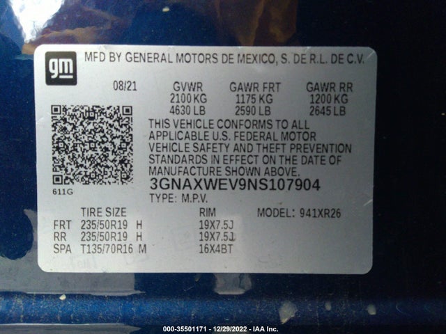 Chevrolet EQUINOX RS 2022 3GNAXWEV9NS107904 Image 9