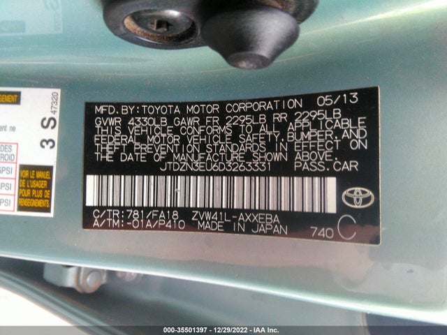 Продаж на аукціоні авто 2013 Toyota Prius V Two/three/five, vin: JTDZN3EU6D3263331, номер лоту: 35501397