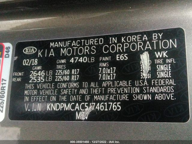 KNDPMCAC5J7461765 KIA Sportage Lx
