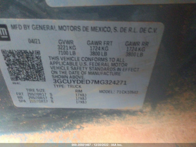 Chevrolet Silverado 1500 Lt 2021 3GCUYDED7MG324271 Image 9