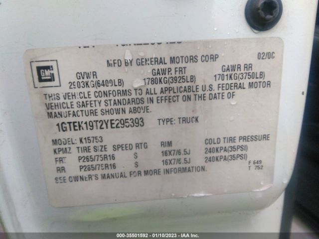 1GTEK19T2YE295393 GMC New Sierra 1500 Sle