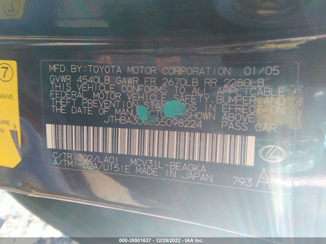 Lexus ES 330 2005 JTHBA30G855098224 Image 10