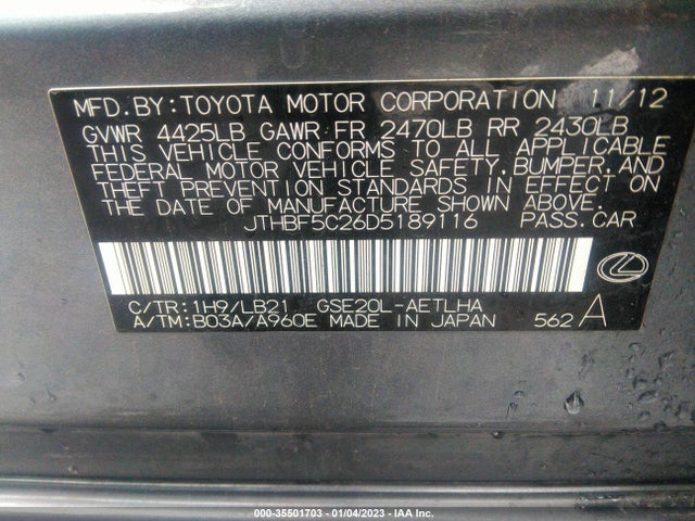 Lexus IS 250 2013 JTHBF5C26D5189116 Image 9