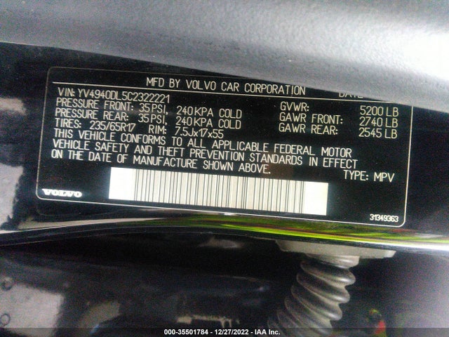 Volvo Xc60 3.2l 2012 YV4940DL5C2322221 Image 10