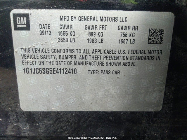 Chevrolet SONIC LT 2014 1G1JC6SG5E4112410 Image 9