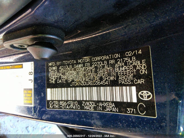 Toyota Prius Four/five/three/one/two 2014 JTDKN3DUXE0364541 Image 9
